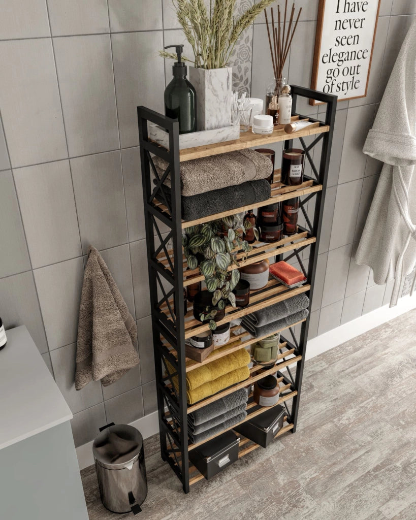 Libreria in legno "Plastic" - 46 x 18 x 128 cm - Nero