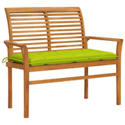 Panca da Giardino con Cuscino Verde Brillante 112 cm Legno Teak