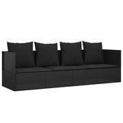 Lettino Prendisole | Sdraio da giardino | Lettino da sole da Esterno con Cuscini Nero in Polyrattan