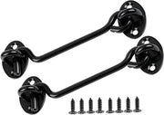 2 Viti di Sicurezza per Porta con Gancio di Blocco - 6'' - Acciaio Inossidabile - Nero - Utilizzabile per Porte Esterne e Interne