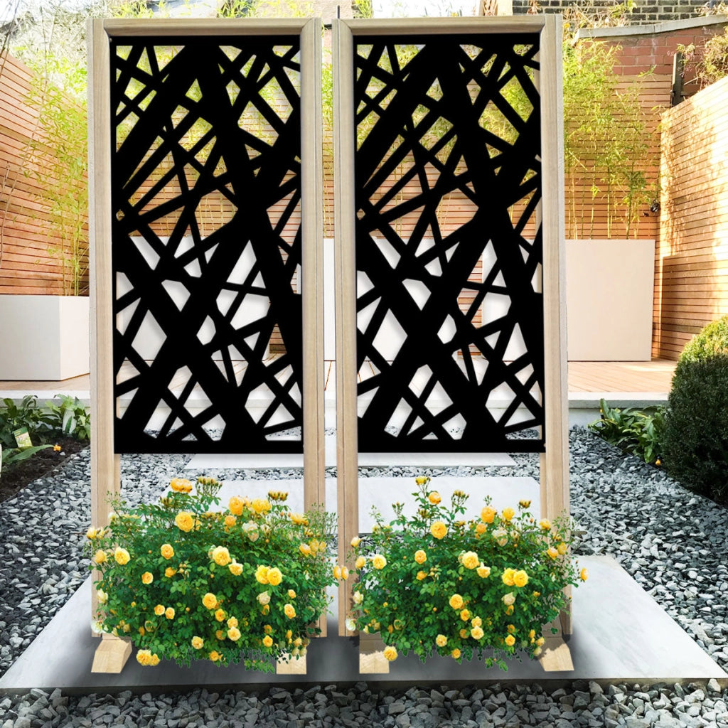 DIAGONAL LARGE - Separè - Paravento modulabile - 70x190cm - in Legno e PVC Colore: nero