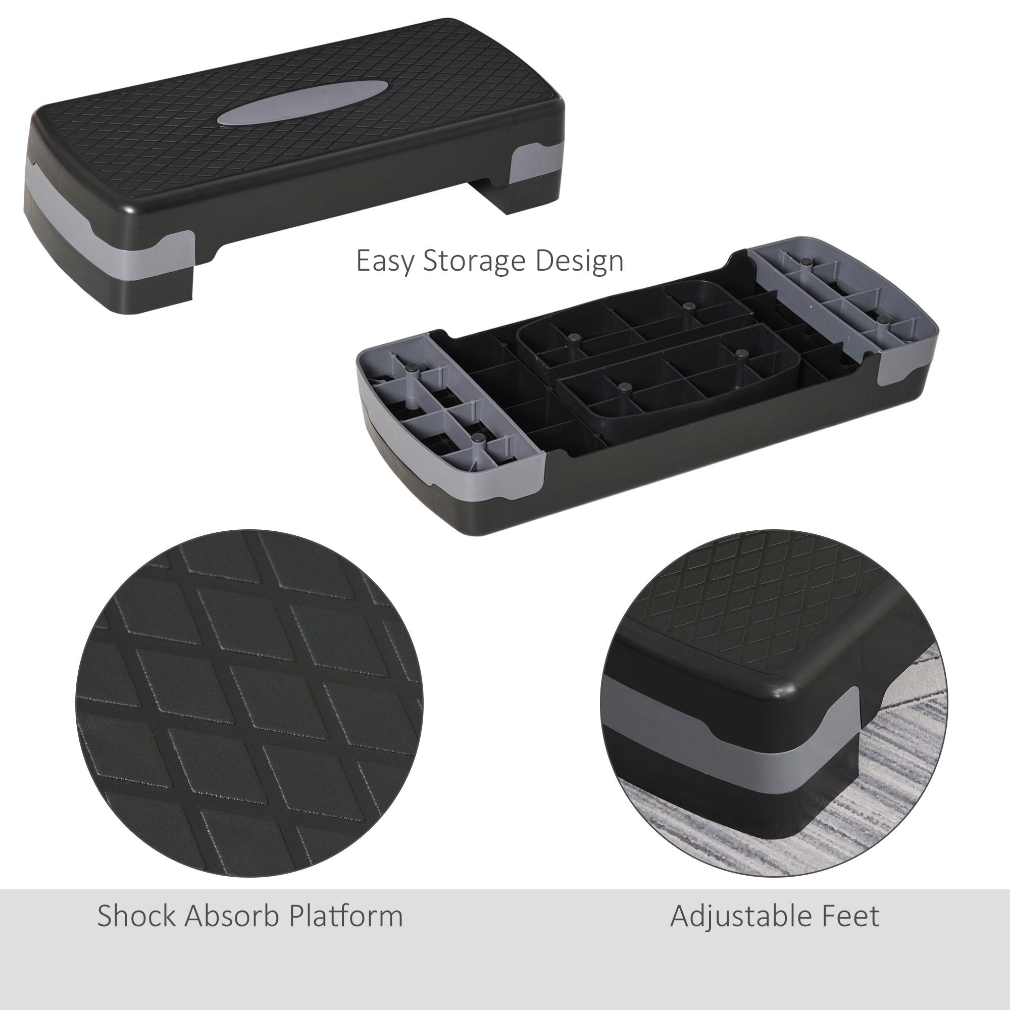 Step Fitness per Allenamento a Casa 68x29x10-15 cm in Polipropilene Nero