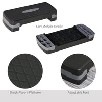 Step Fitness per Allenamento a Casa 68x29x10-15 cm in Polipropilene Nero
