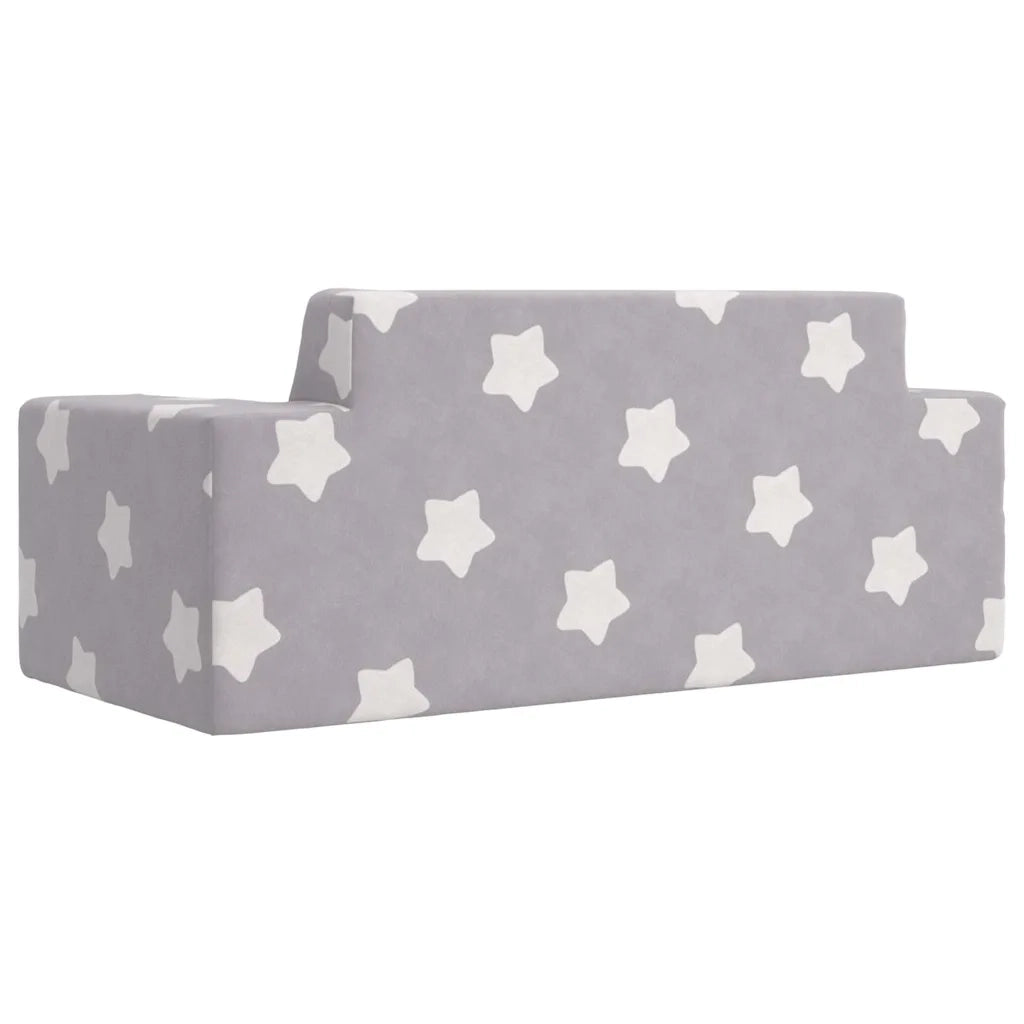 Divano per Bambini 2 Posti-Sofa-Divanetto Grigio Chiaro Stelle Morbido Peluche 915504