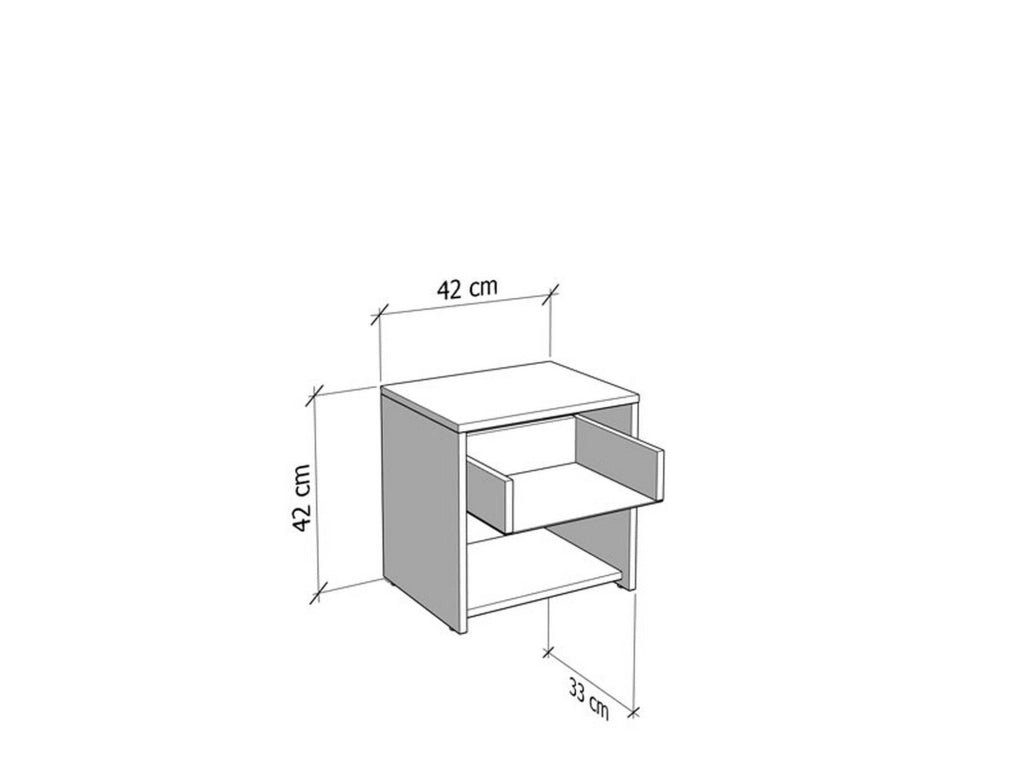 Secli, Comodino un Cassetto, 42x33x42h cm Bianco