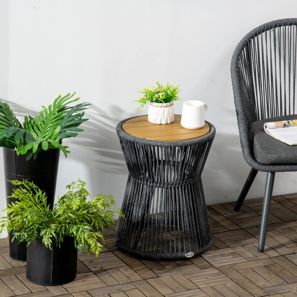 Tavolino da giardino in polyrattan ¨C zephmum ¨C 39x39x49 cm, nero + naturale