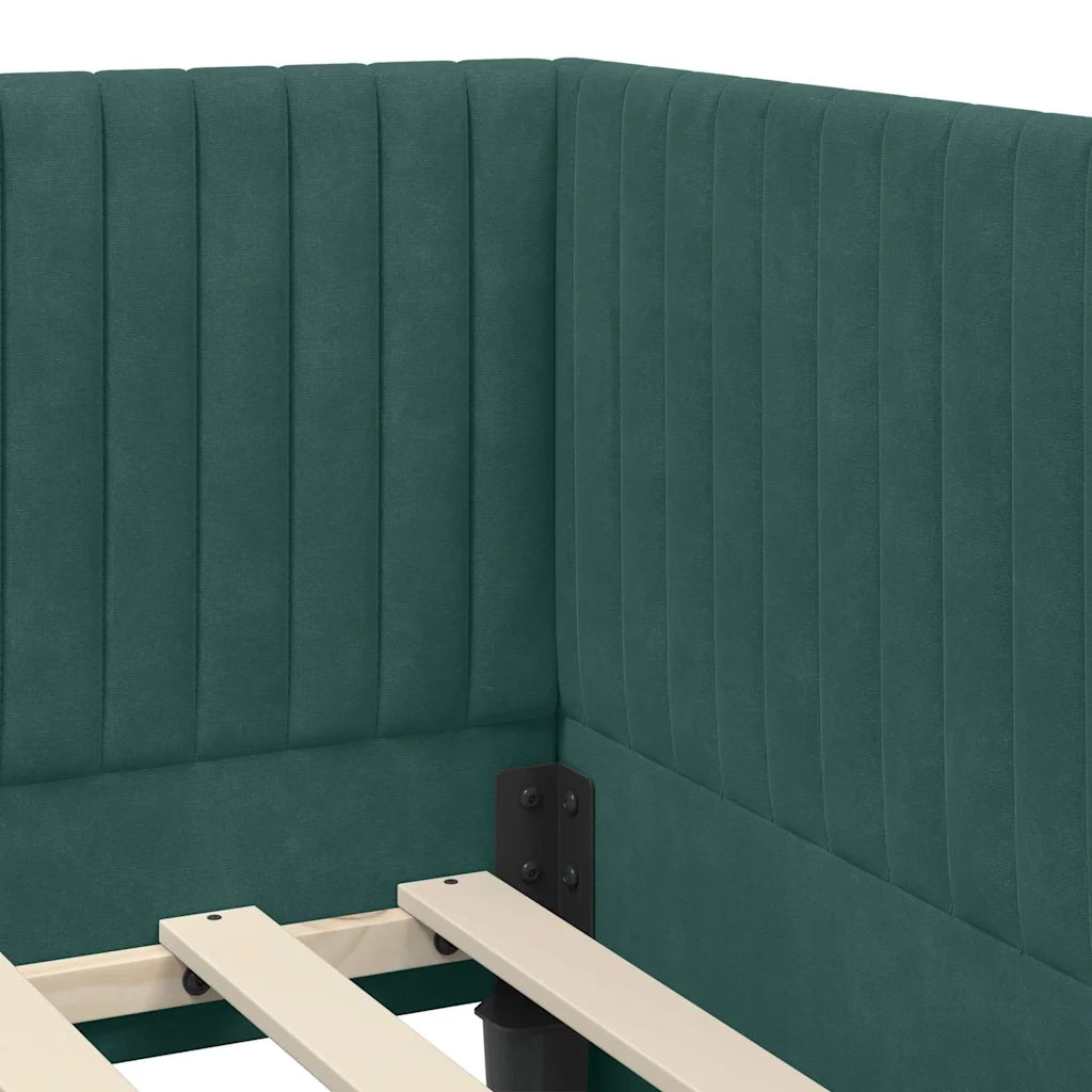 Cornice del letto ad angolo Verde Scuro 90 cm x 190 cm Velluto 42016258