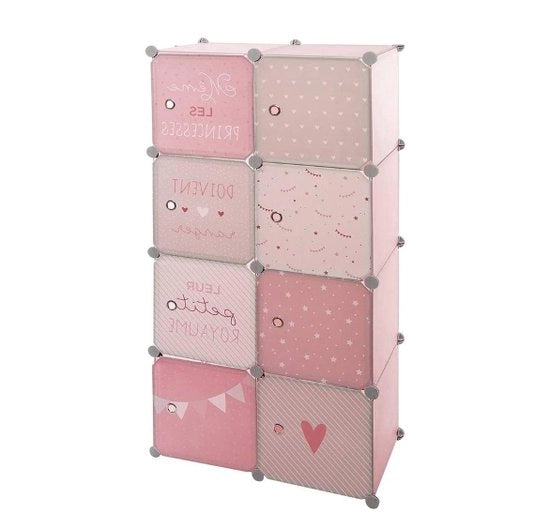 Armadio per Camera da Bambino con Spazio di Deposito – Rosa – 124 cm Alto