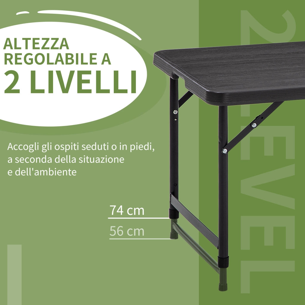 Tavolo da giardino pieghevole per 4 persone ¨C zephmum ¨C acciaio e HDPE, 118x60x74 cm