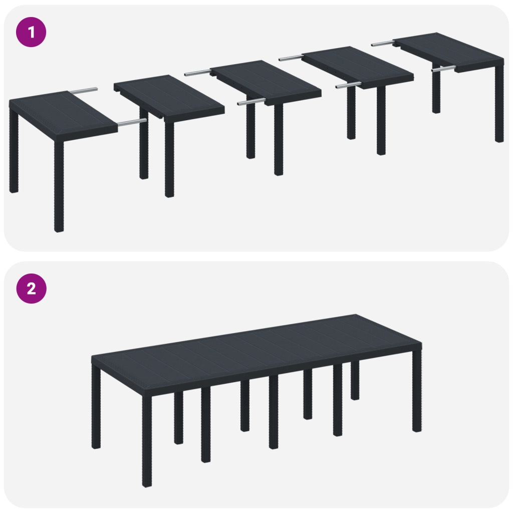 Set Pranzo Giardino 11 Pezzi con Cuscini Antracite Polyrattan
