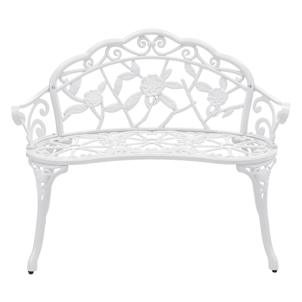 Panca da Giardino Monfalcone Panchina Decorativa con Motivi Floreali - Bianco casa.pro