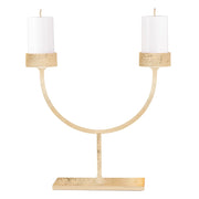 Perpetua Lampada da Tavolo a Due Bracci LED senza fili Finitura Foglia Oro Design Candelabro Struttura in Alluminio Pressofuso Ricaricabile IP54