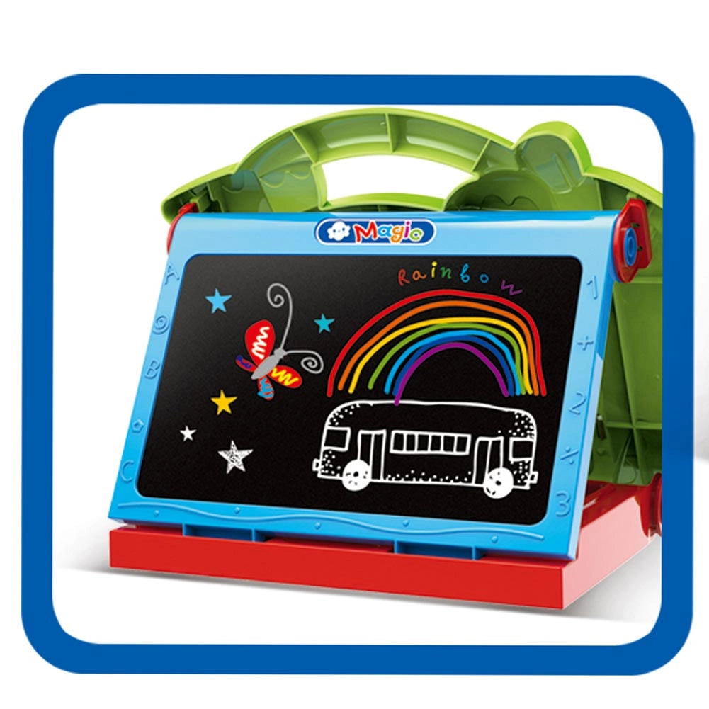 Lavagna Lavagnetta Per Bambini Hippo 2in1 Con Gessetti Cassino Pennarelli Verde