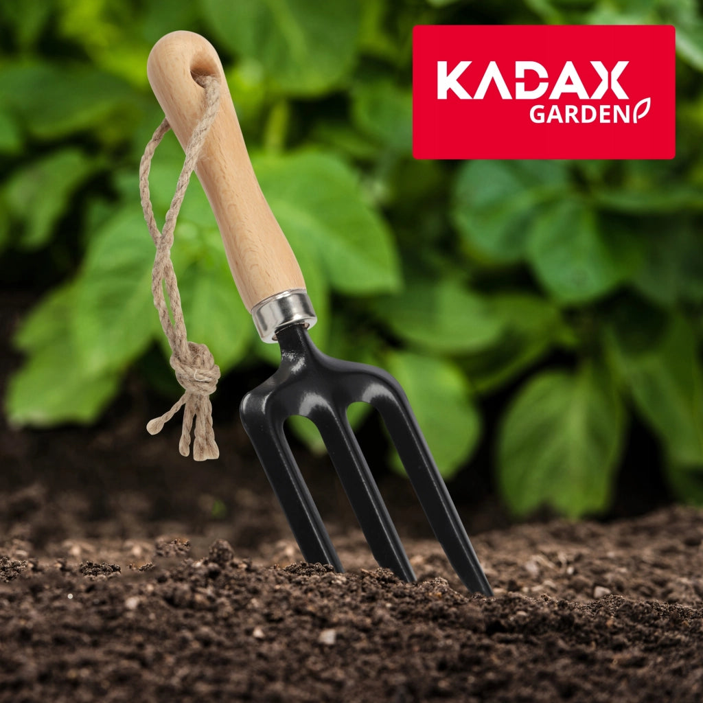 Forca da rastrello KADAX per piantare, trapiantare, diserbare, piante da giardino, a 3 denti