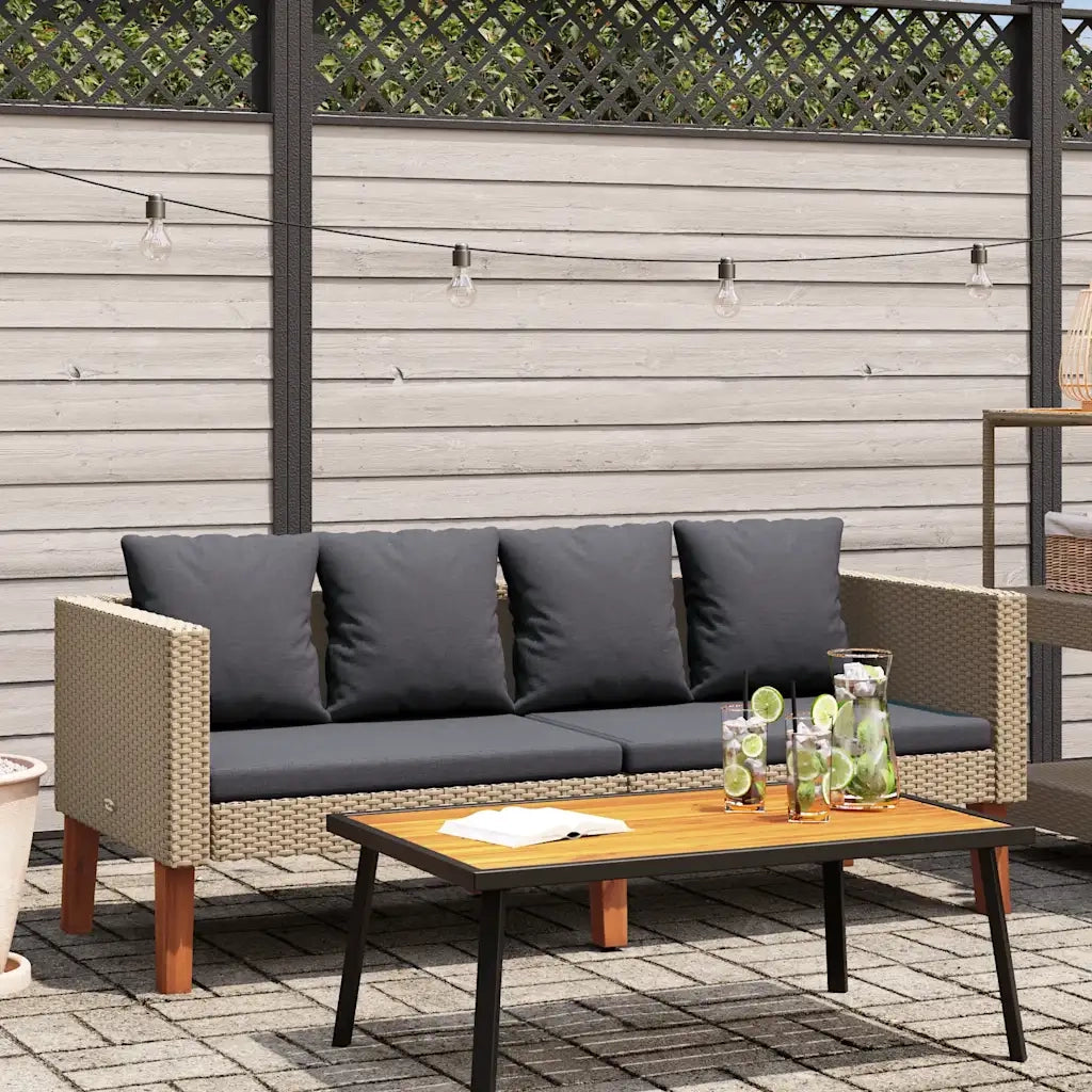 Divano da Giardino a 2 Posti con Cuscini in Polyrattan Beige 310215