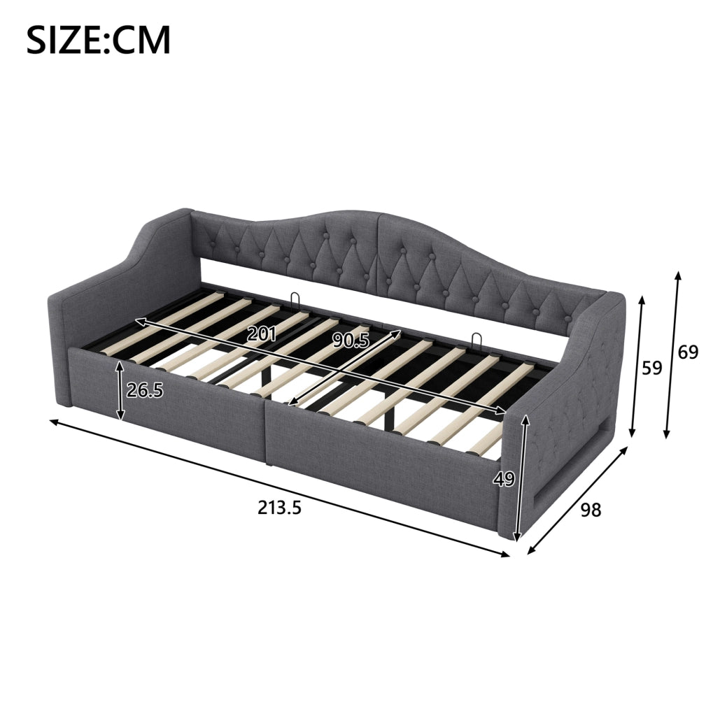 Letto da giorno imbottito 90x200 cm con LED e contenitore