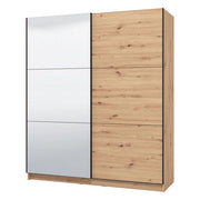 Armadio Camera da Letto Verzino, Guardaroba Grande Appendiabiti, 179x210h cm Marrone Rovere Nodi