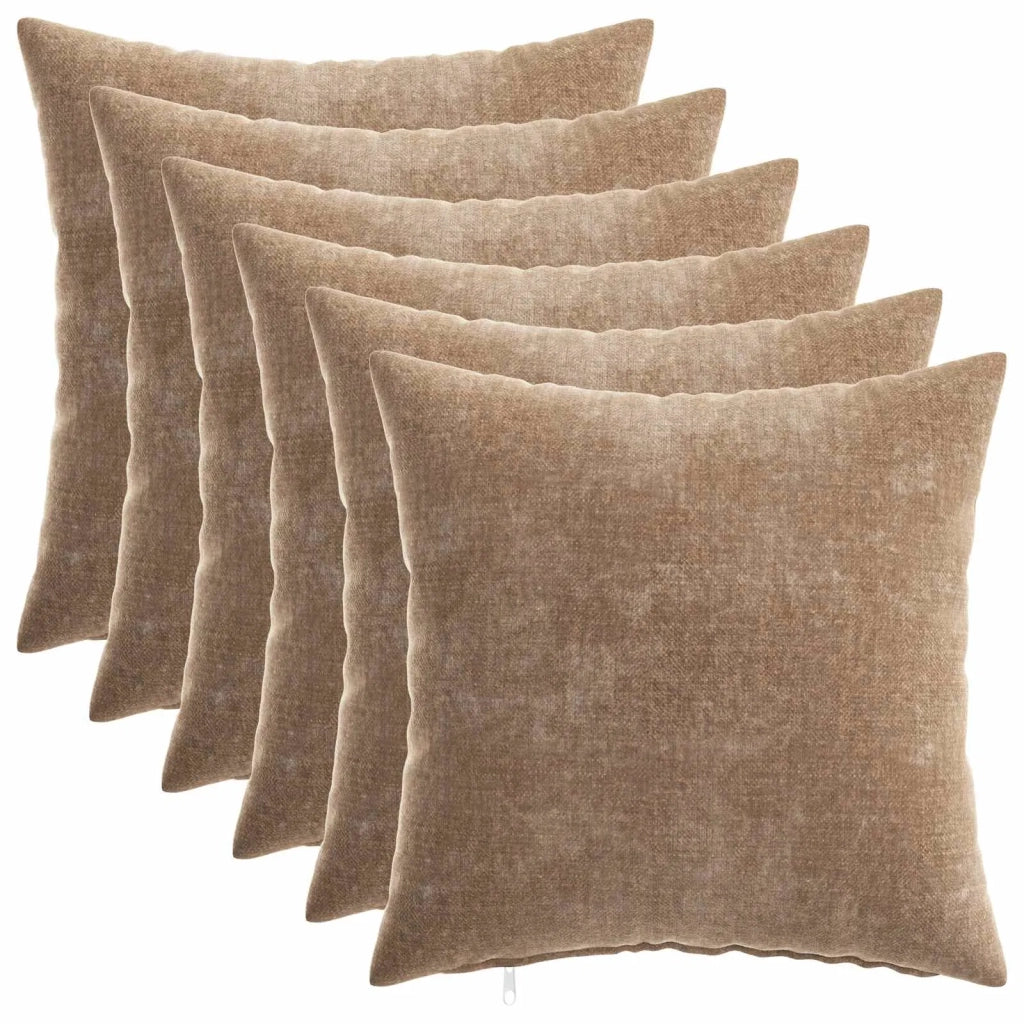 Federa 6 pcs HEERLEN Marrone 35 x 35 cm Tessuto Chenille 908122