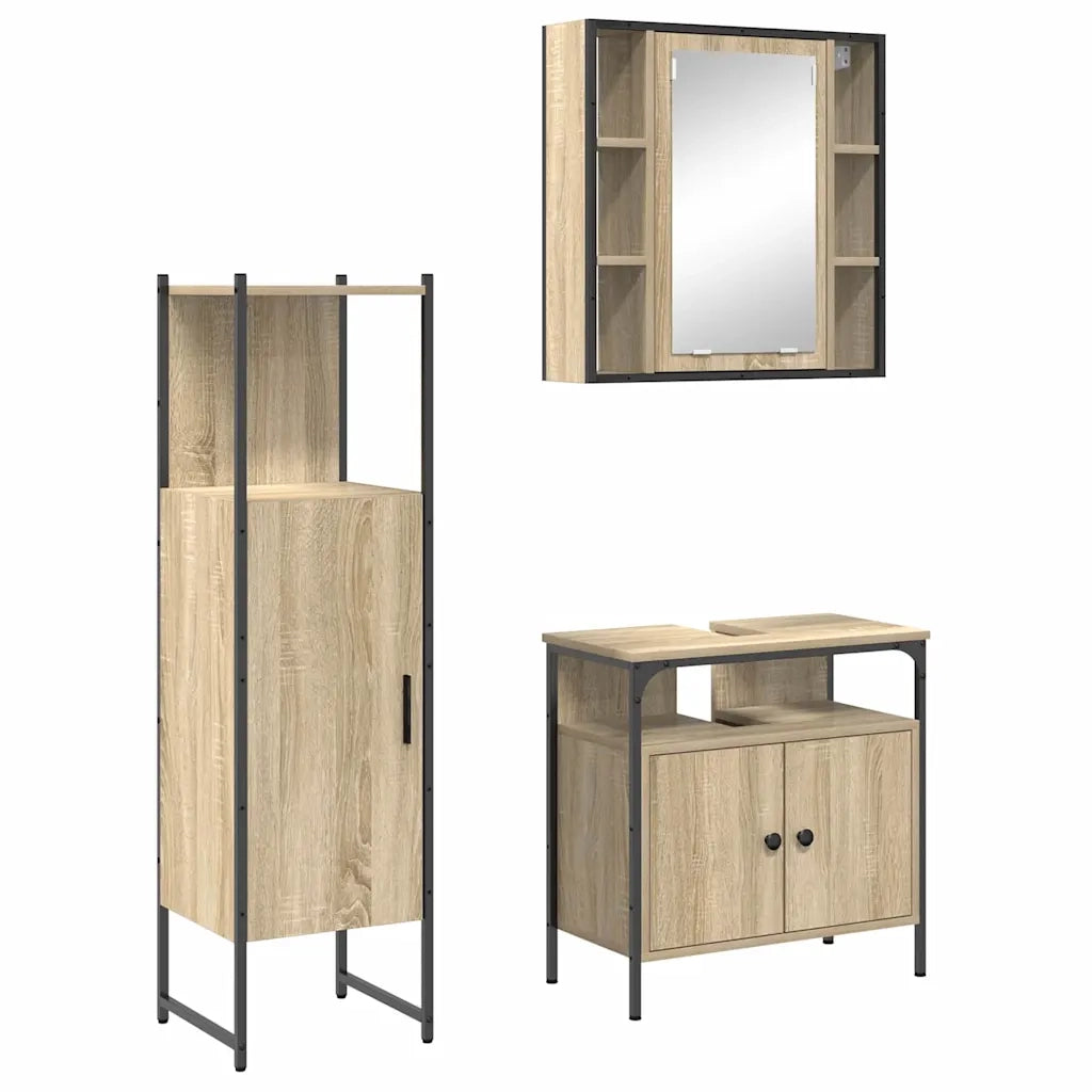 Set di mobili per il bagno 3 pcs Marrone Legno multistrato 3345136