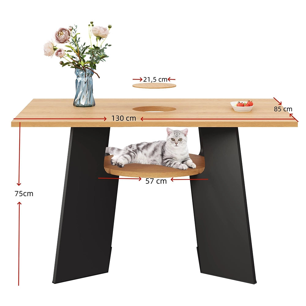 Tavolo rettangolare - Xylo - 130x85cm con spazio animali legno/nero