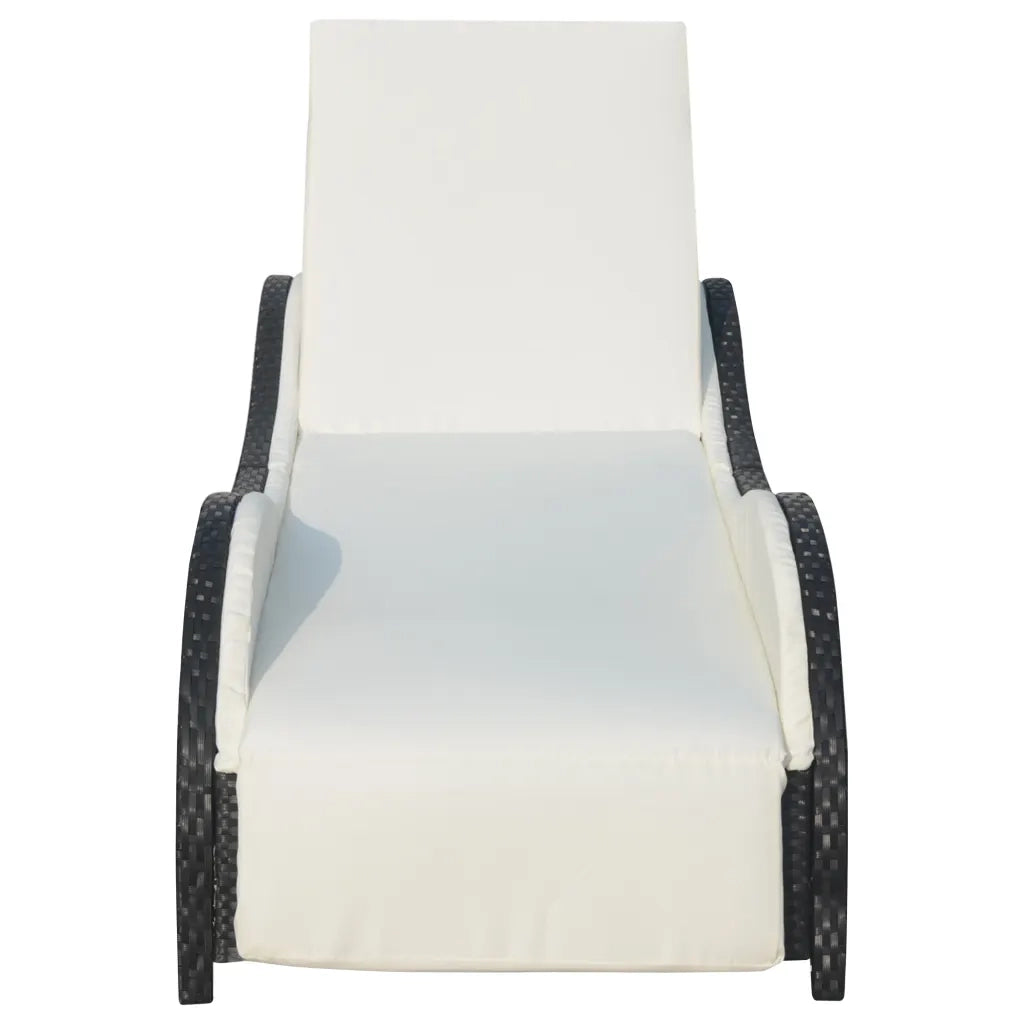 Lettino Prendisole con Cuscino in Polyrattan Marrone 41974