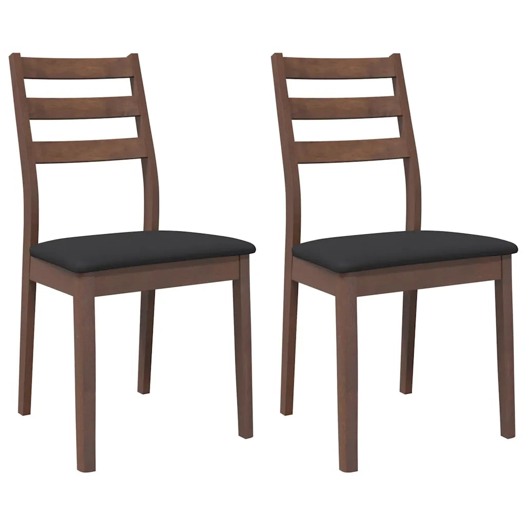 Sedie da Pranzo con Cuscini 2pz Marrone Legno Massello di Hevea 4102516