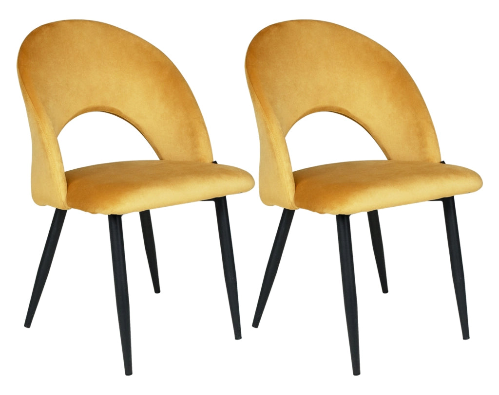 Sedia da pranzo imbottita in velluto giallo senape - Zoe (2 pz) - SD32ZOPM