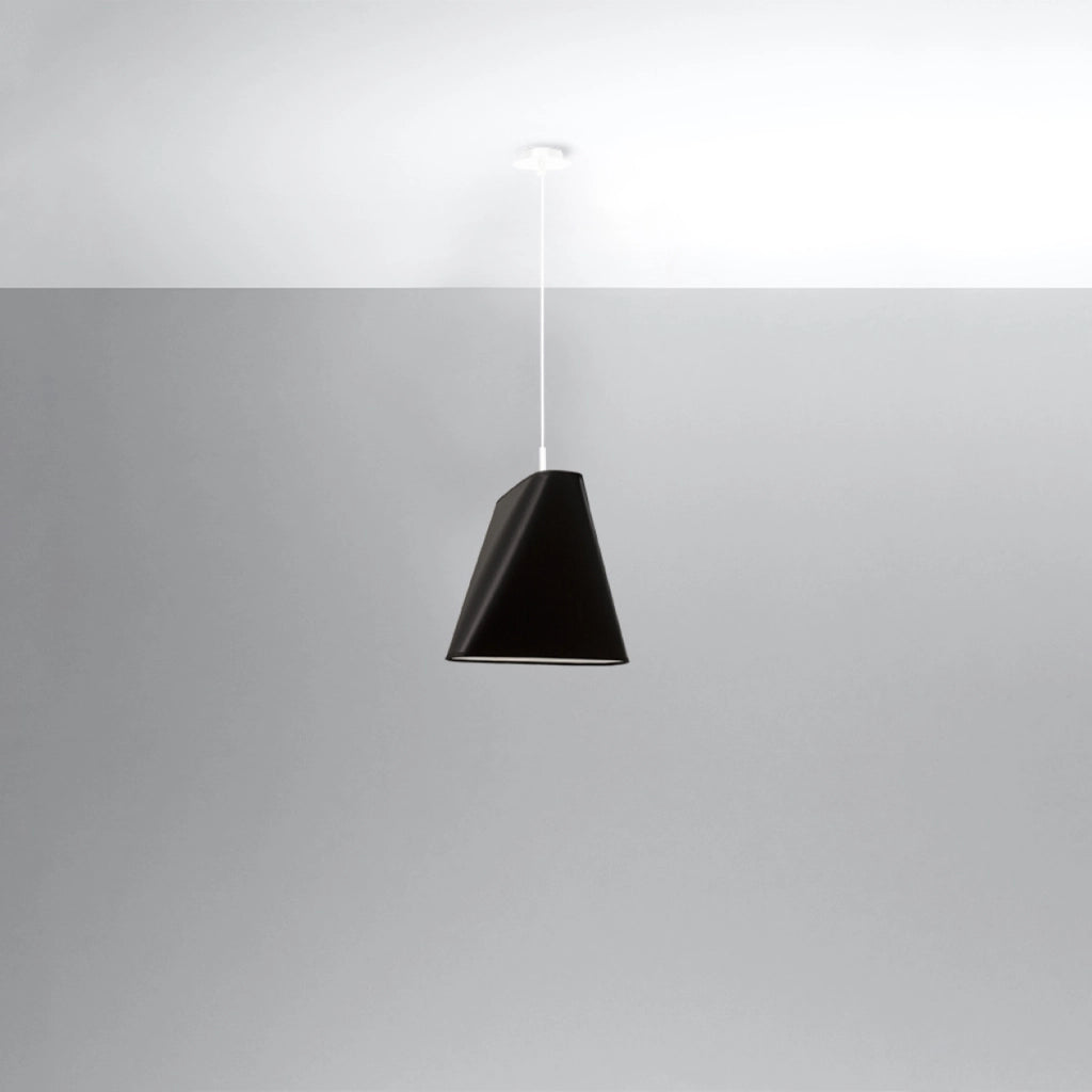 Lampada a sospensione nera trapezoidale Fioran E27 15W