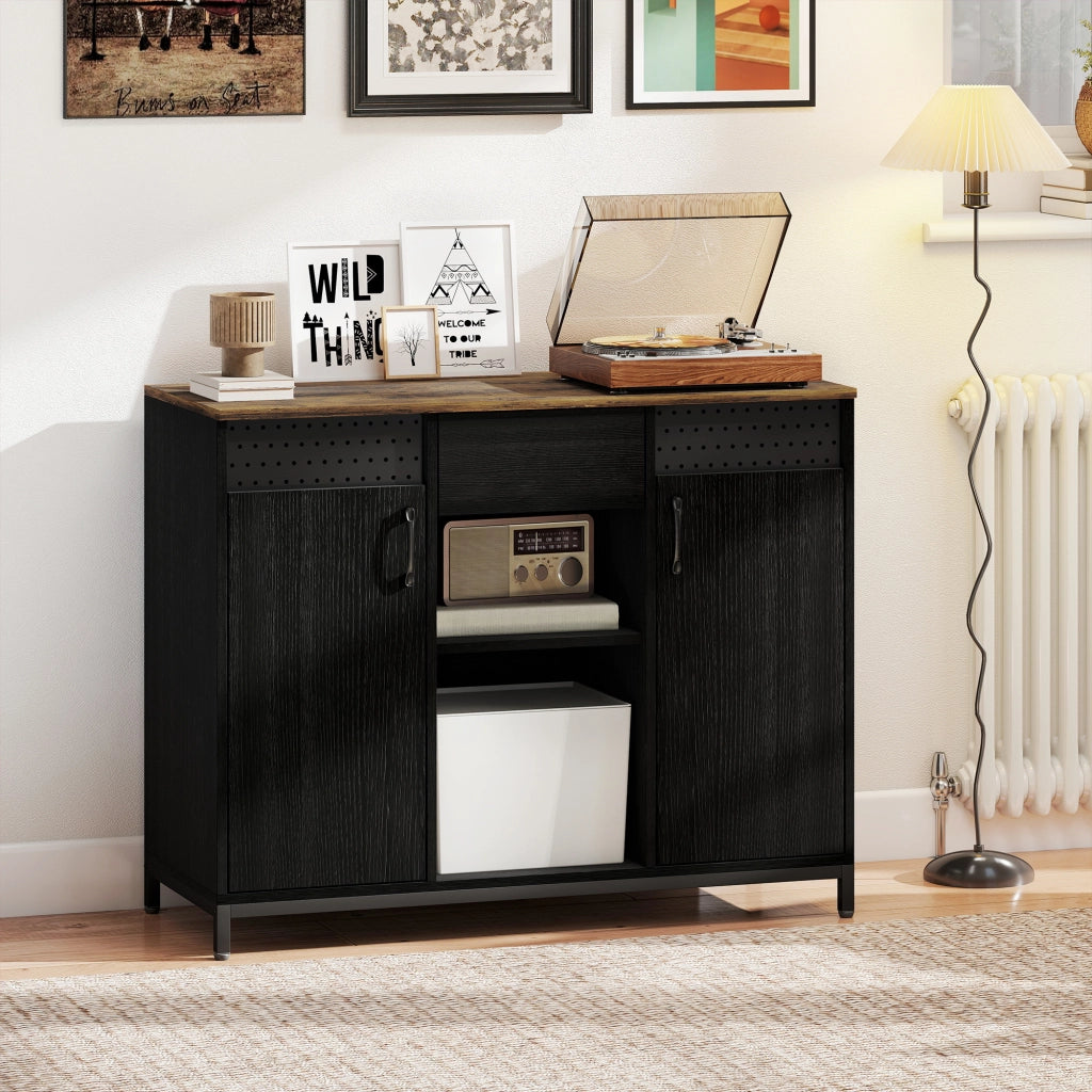 Mobile Contenitore ¨C Xylo ¨C 2 Ante 1 Cassetto Nero 100x40x80 cm