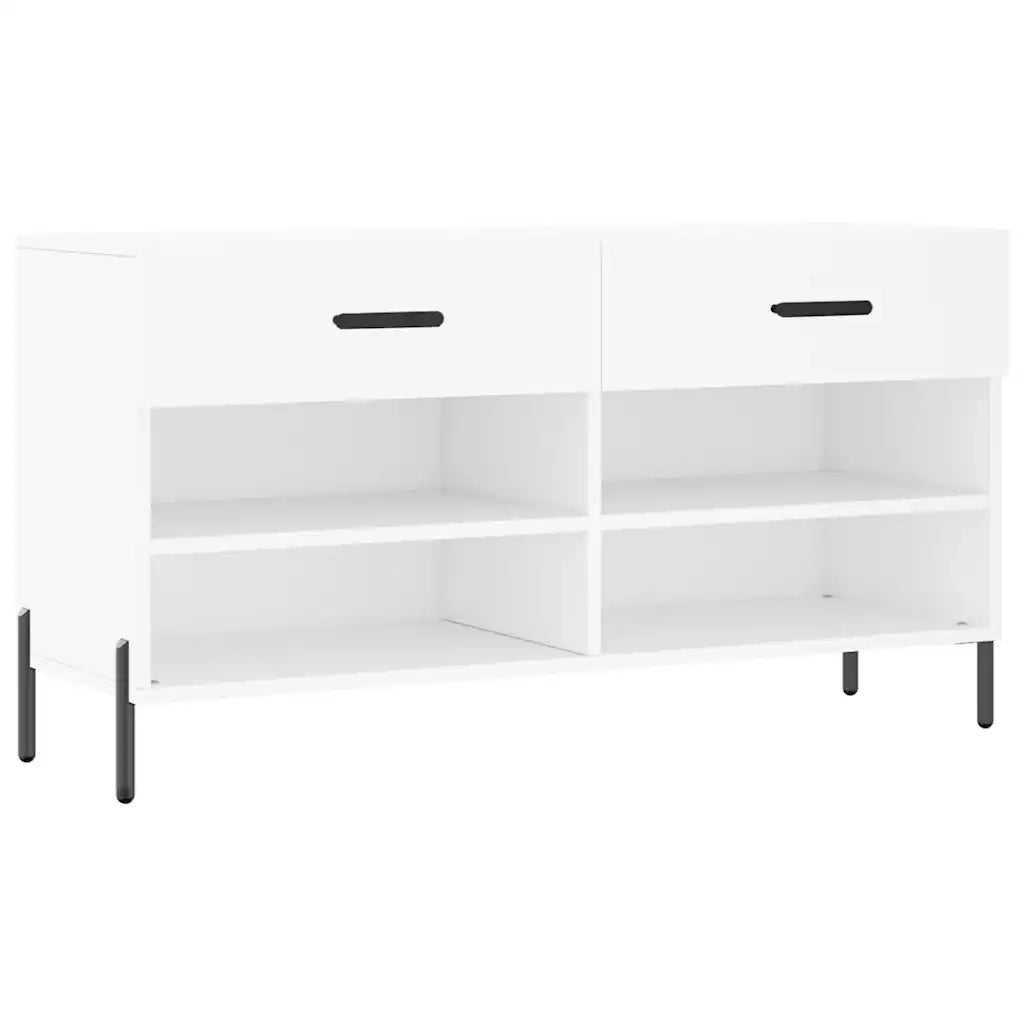 Panca Porta Scarpe-Sgabello-Panca Scarpiera Bianca 102x35x55 cm in Legno Multistrato 943081