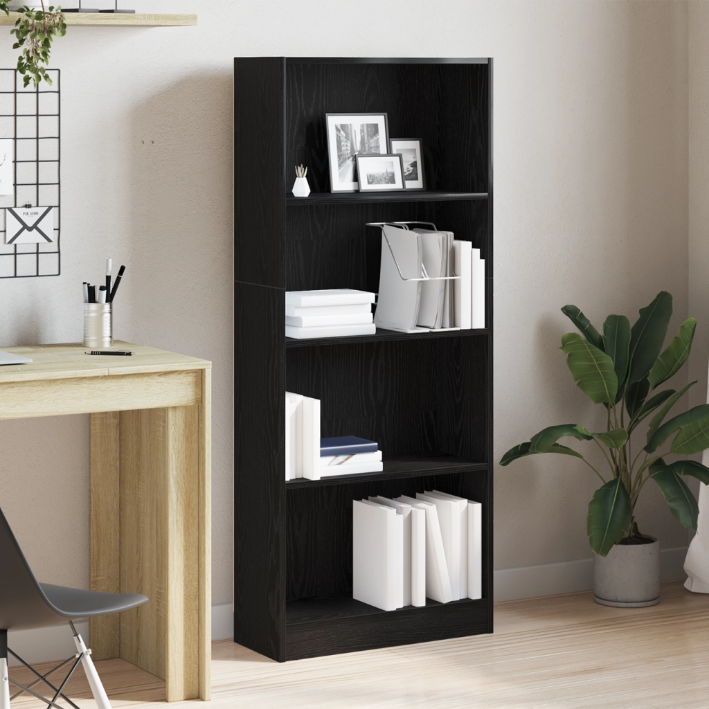 Libreria in Rovere Nero - 60 x 24 x 143 cm - Realizzata in Legno Ingegnerizzato