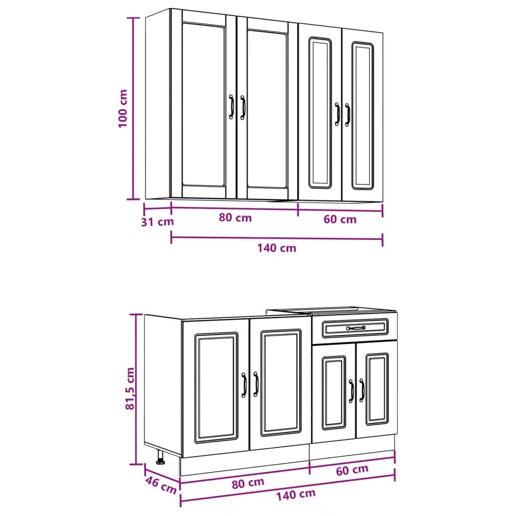 Unità Cucina KALMAR 4 pcs Nero Legno ingegnerizzato 3438306