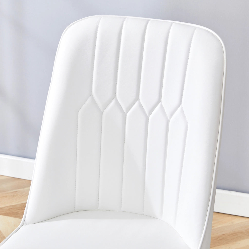 Sedia da pranzo moderna bianca con dettagli oro; 89 cm in PU leather e metallo