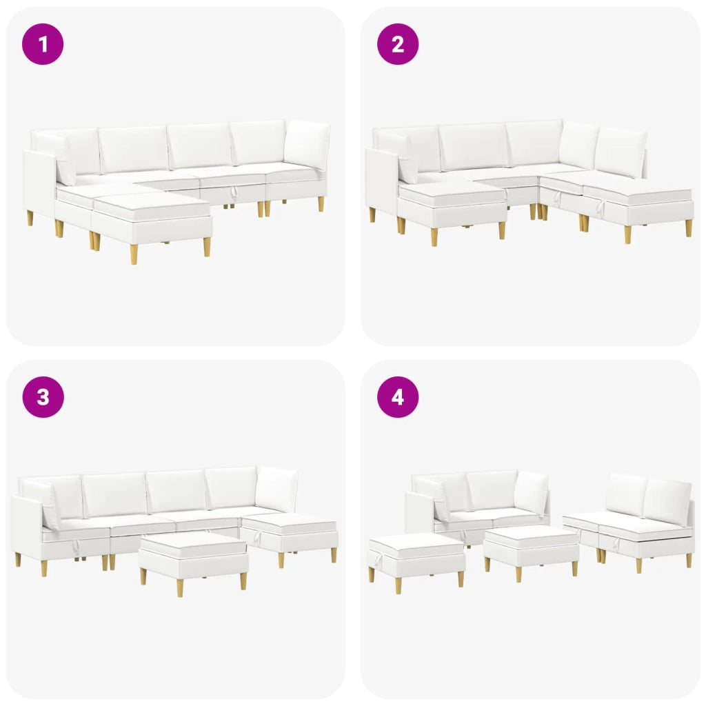 Set di divani modulari con spazio di archiviazione 6 pcs Bianco