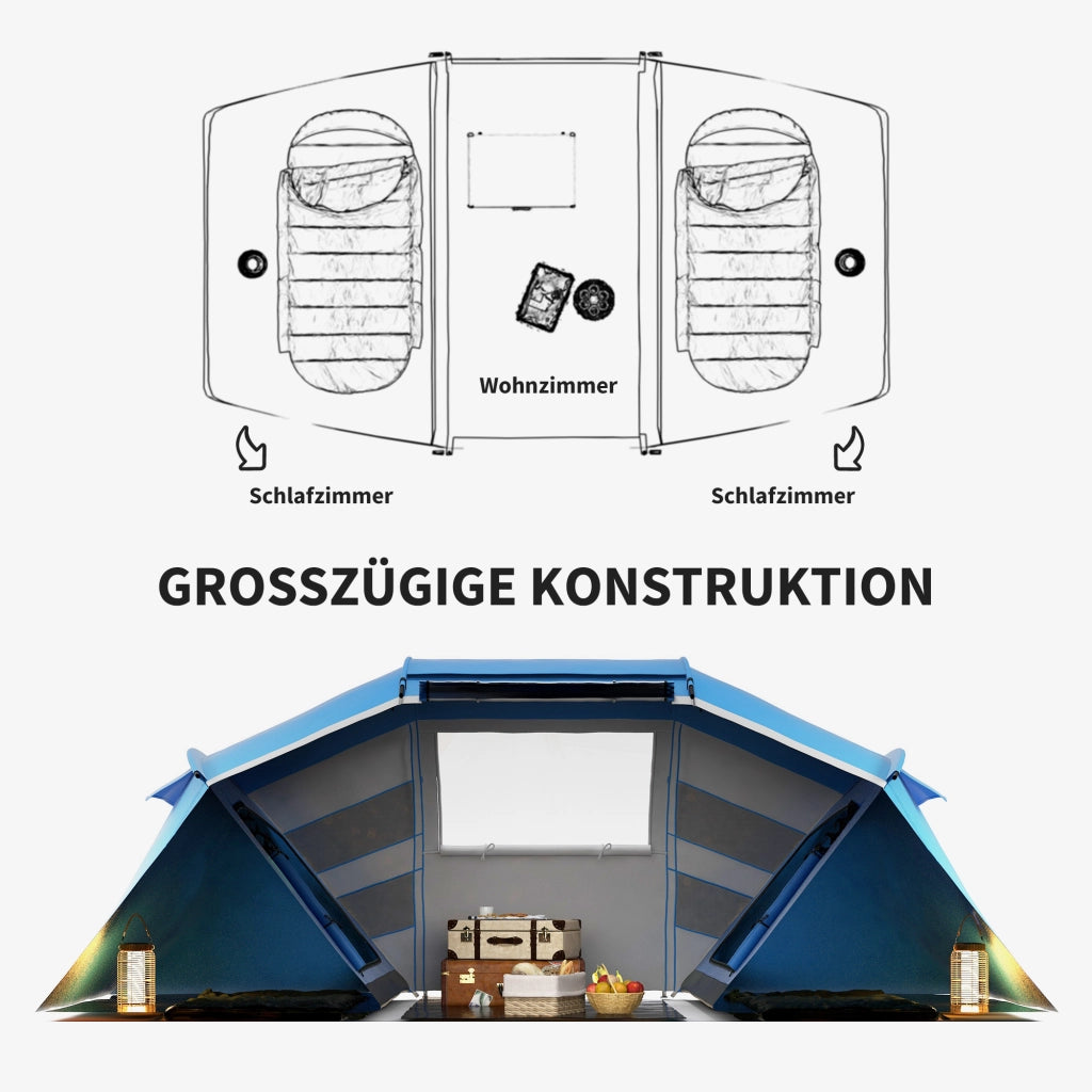 Tenda da campeggio familiare 4-6 persone ¨C zephmum ¨C Blu, impermeabile, leggera