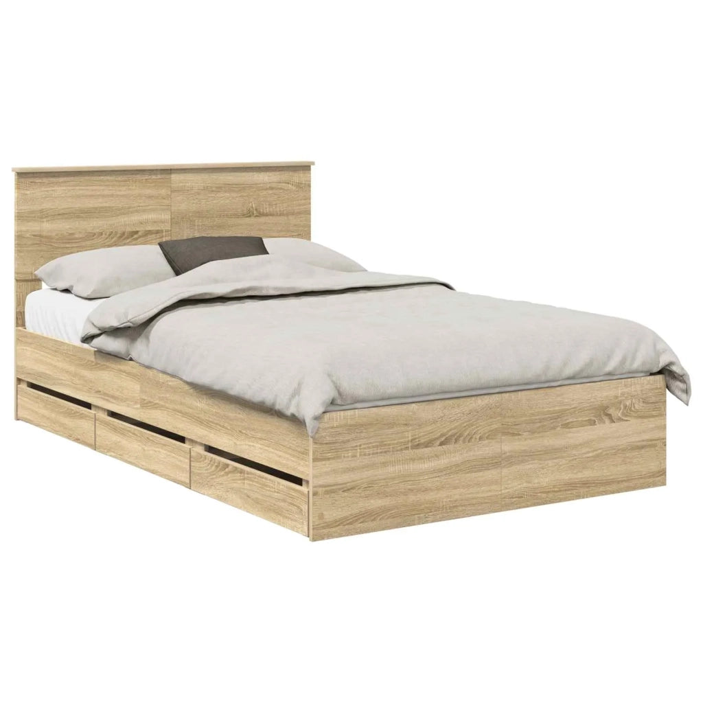 Struttura del letto con cassetto Rovere Sonoma 120 x 190 cm 3408000