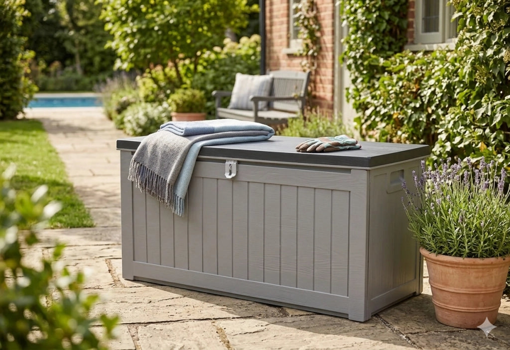 Baule da Esterno 109x52x55 cm in Polipropilene Grigio