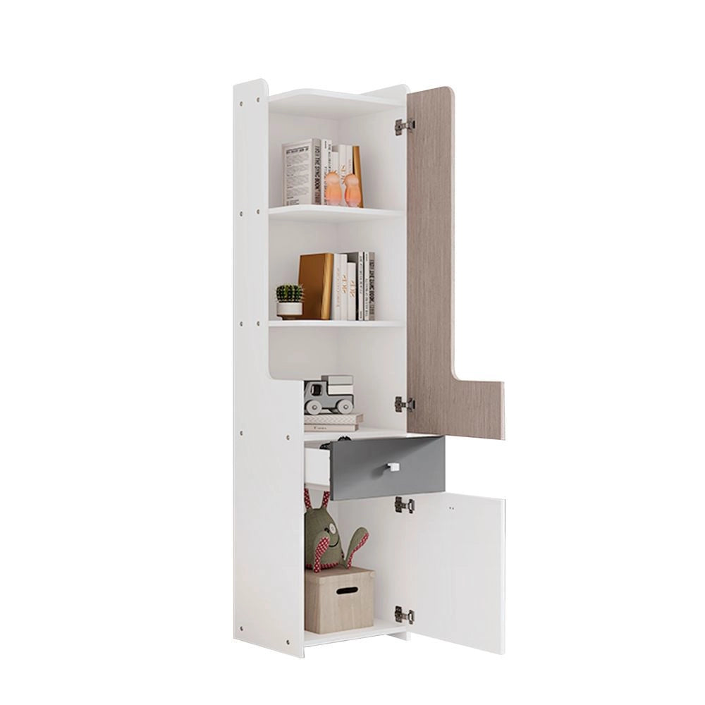 Libreria - Xylo - 140??35??180 cm - Porte ad L con Cassetti Bianco/Noce