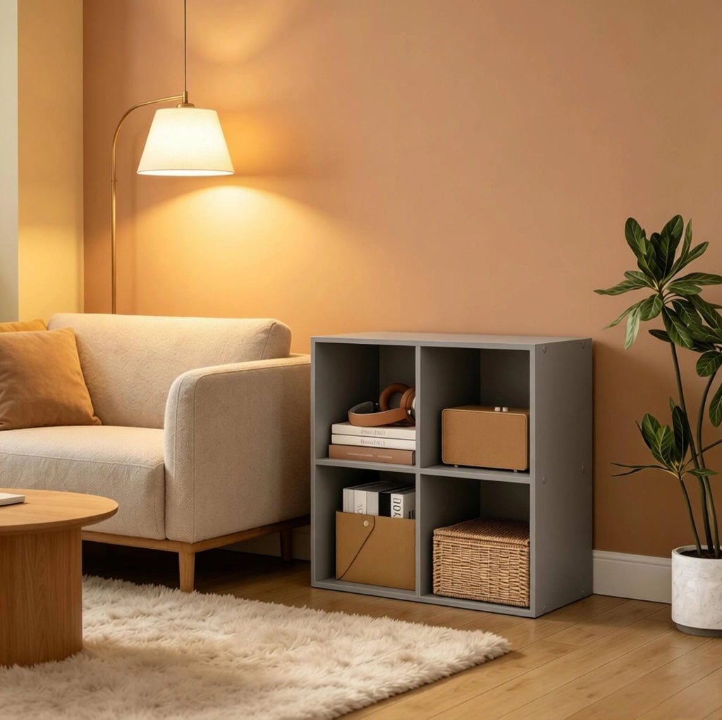 Libreria a cubi 4 vani grigia 59,6x59,8x29 cm