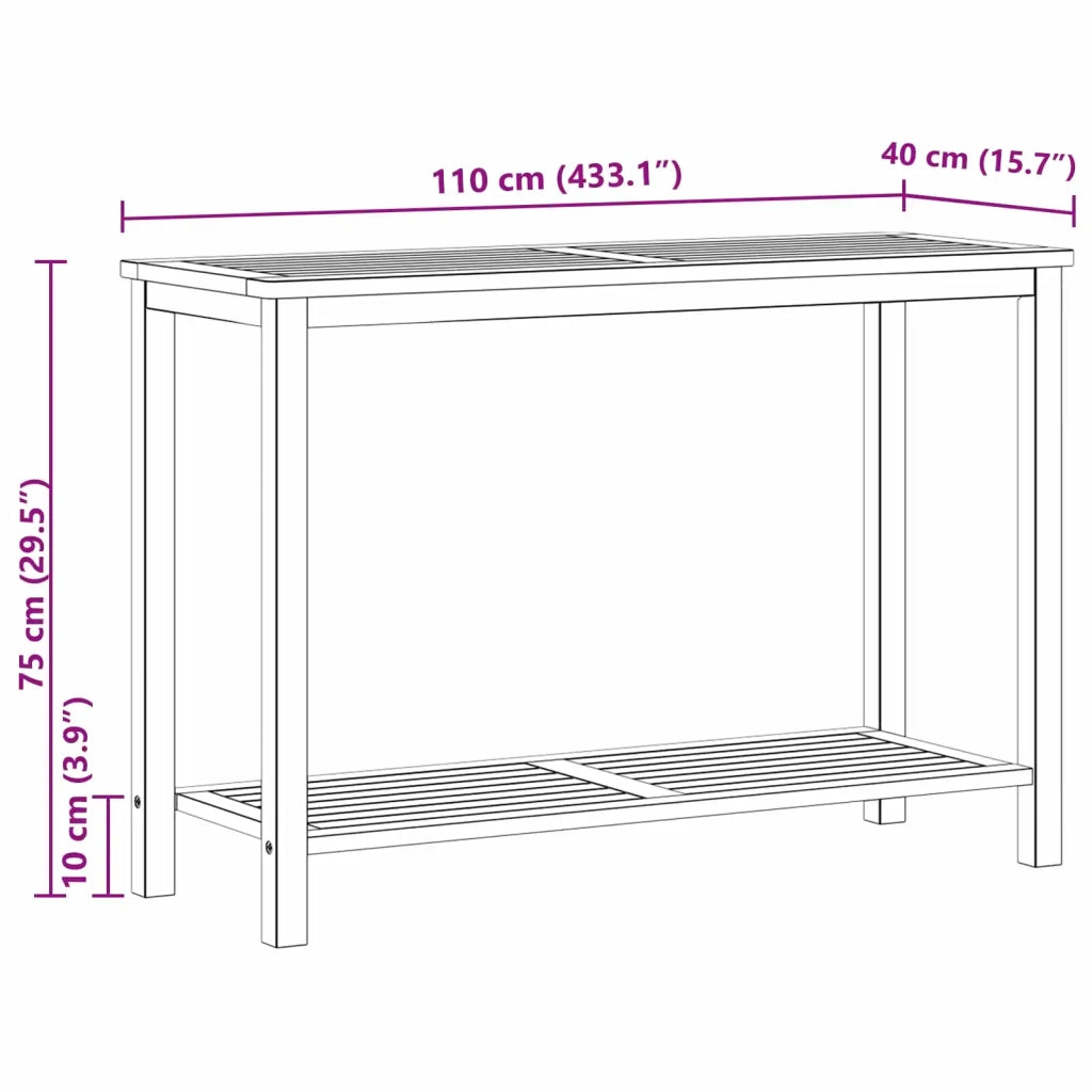 Tavolo consolle da giardino Acacia chiaro 110 x 40 x 75 cm
