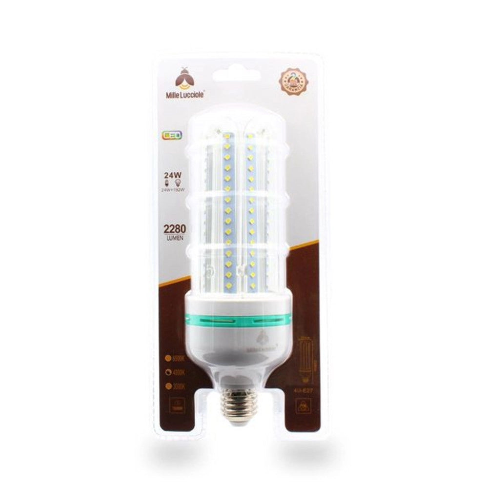 Trade Shop - Lampadina Led E27 24w 4u 2280lm Tubolare Tubo Lineare Luce Calda Fredda Naturale -