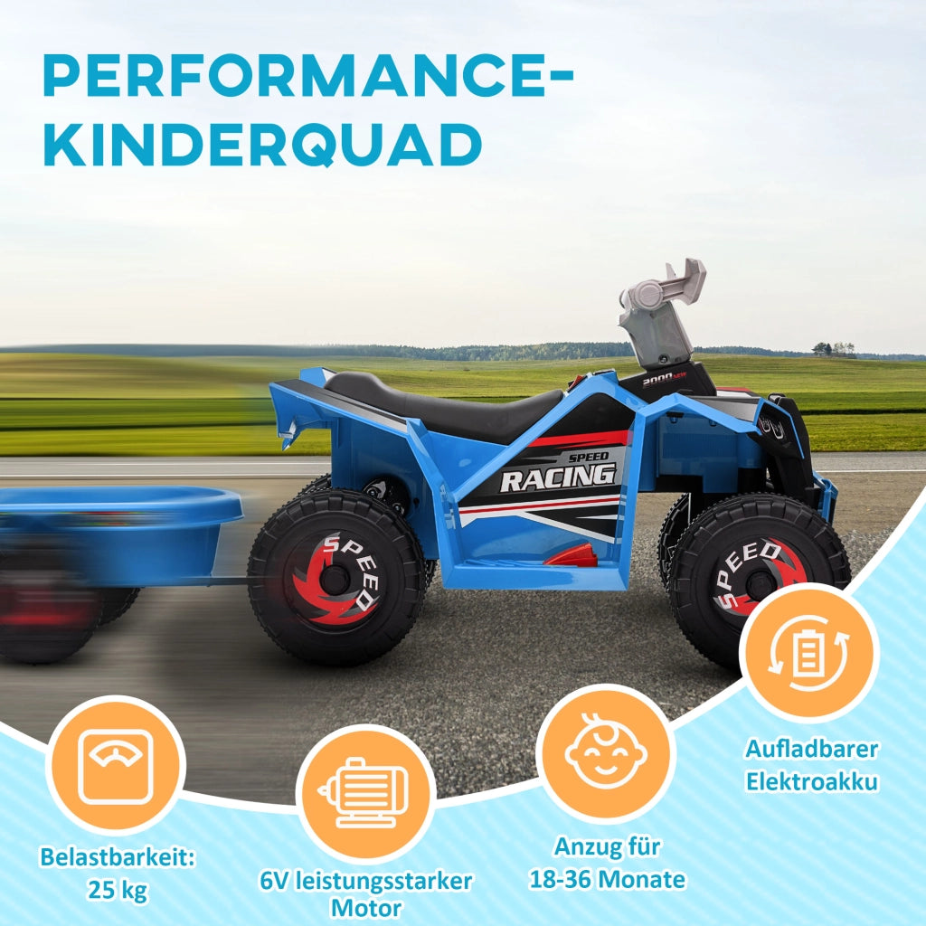 Auto per bambini elettrica ricaricabile con rimorchio ¨C zephmum ¨C Blu
