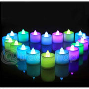 Trade Shop - Set 12 Mini Candele Led Senza Fiamma Tremolante Rgb Multi Colore Batteria Incl. -