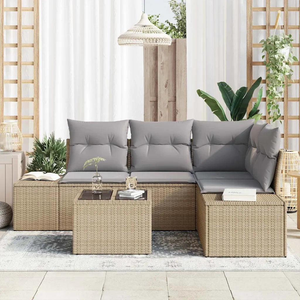 Set Divano da Giardino 5 pcs Beige polyrattan 3347050
