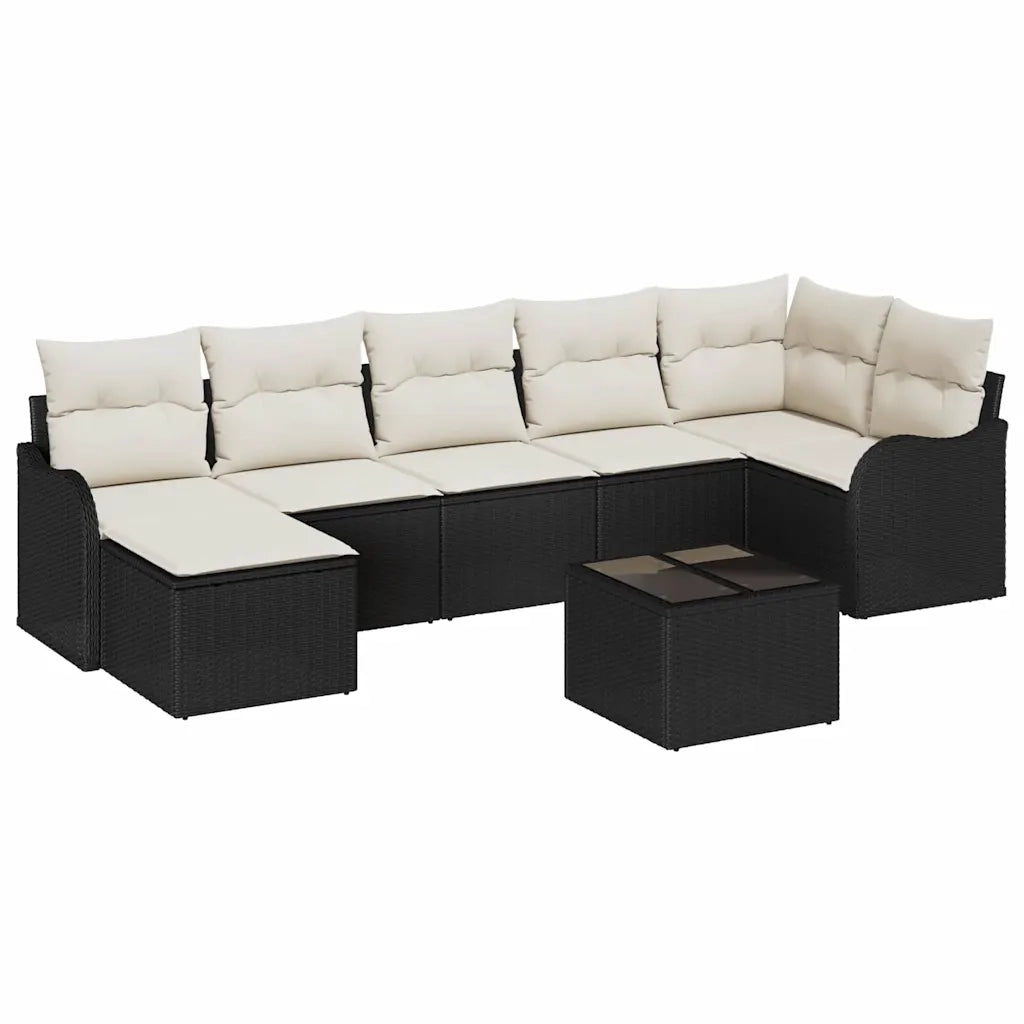 Set Divano da Giardino 8 pcs Nero e bianco Poly Rattan 3354466