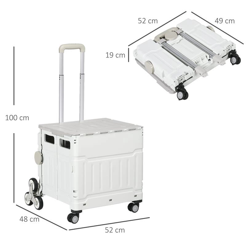 CARRELLO SPESA PIEGHEVOLE, CARRELLO IN ALLUMINIO, RUOTE PER SCALE, BIANCO