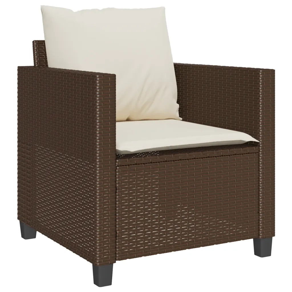 Set BistrÃ² 3 pz con Cuscini Marrone in Polyrattan
