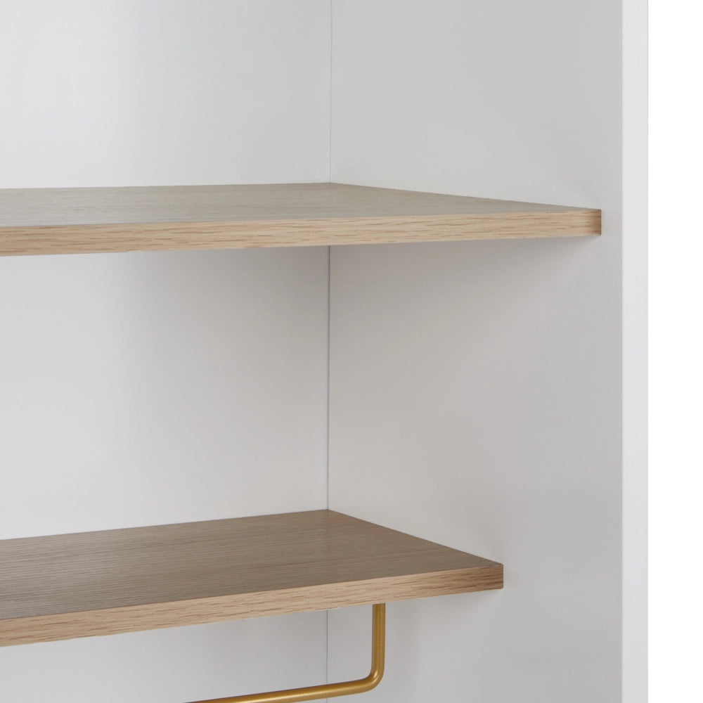 Mobiletto decorativo con cassetti e vetrina in vetro bianco soggiorno design elegante