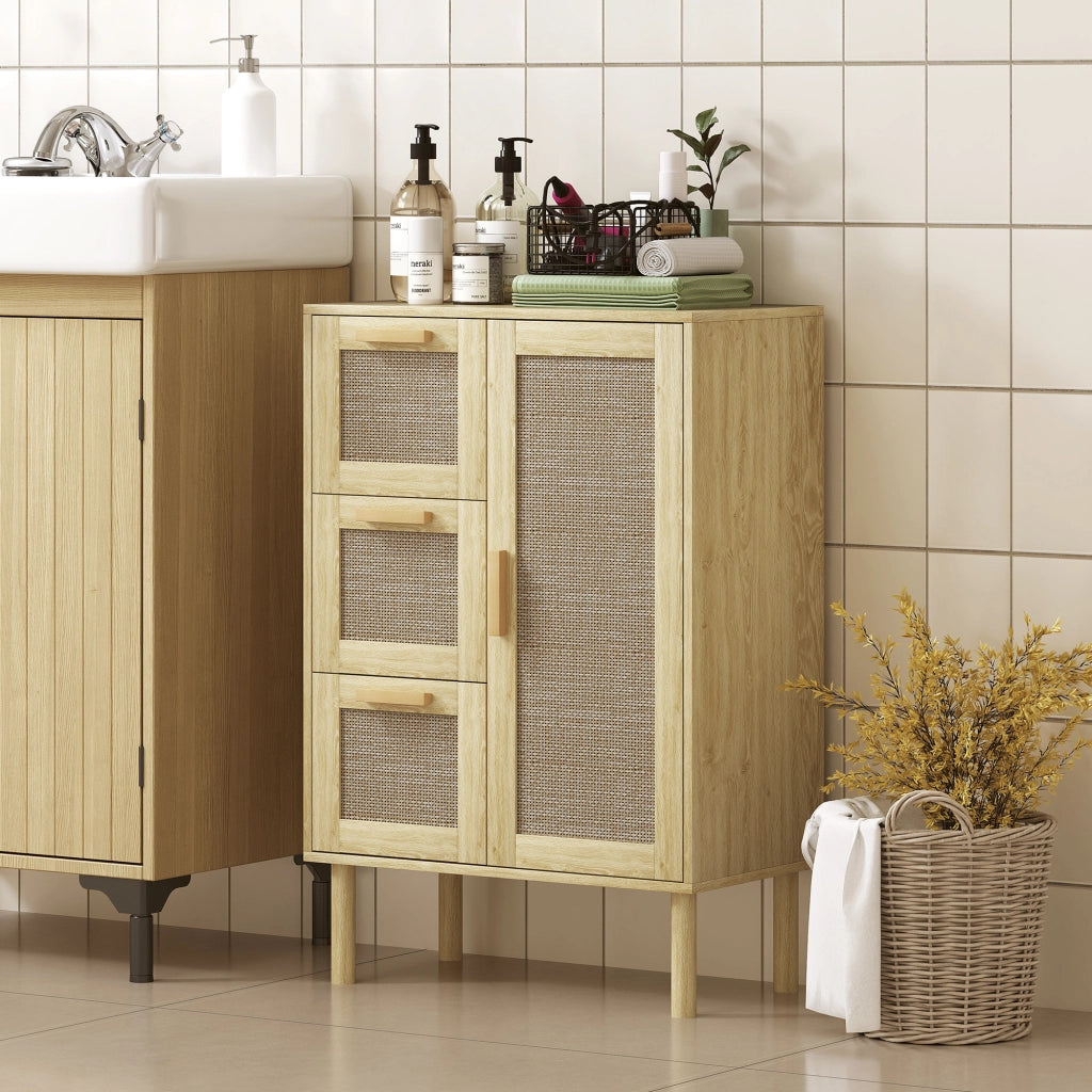 Armadio con cassetti e ripiani ¨C zephmum ¨C rotin tessuto, bianco, 55x30x82 cm