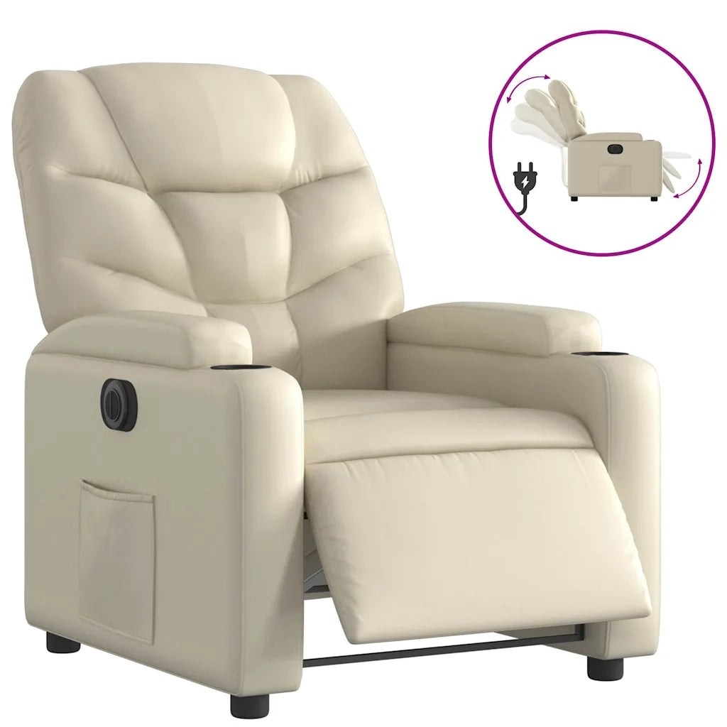 Divano Sedia-Poltrona Reclinabile Elettrica Crema in Similpelle 866153